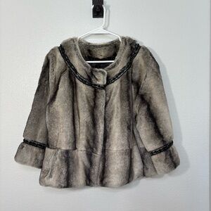 Terry Lewis Classic Luxuries Faux Fur 3/4 Sleeve Swing Coat - Medium